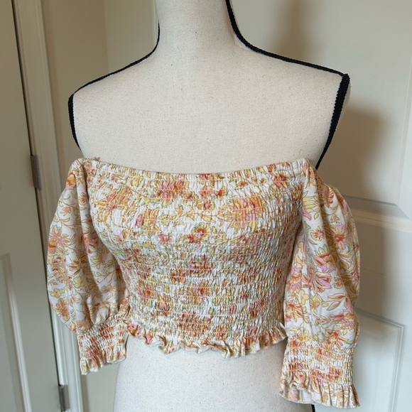 Billabong floral ruched off the shoulder crop top - Picture 6 of 10